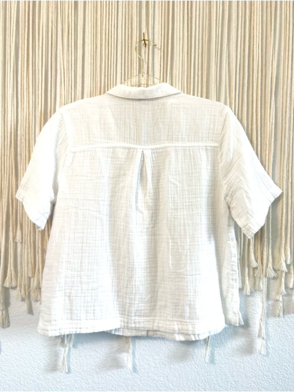 Old navy White Gauze Button Front Collared Lightweight Cotton Short Sleeve Top - Picture 8 of 10